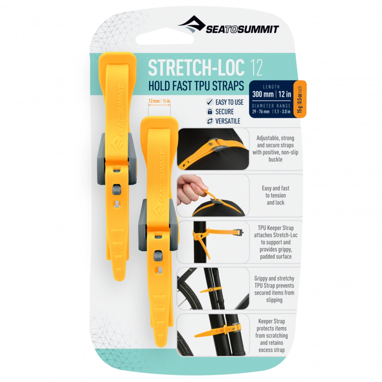 Sea To Summit Stretch-Loc 12 2-Pack - Lashing Strap 4 Sea To Summit Stretch-Loc 12 2-Pack - Lashing Strap - Image 2