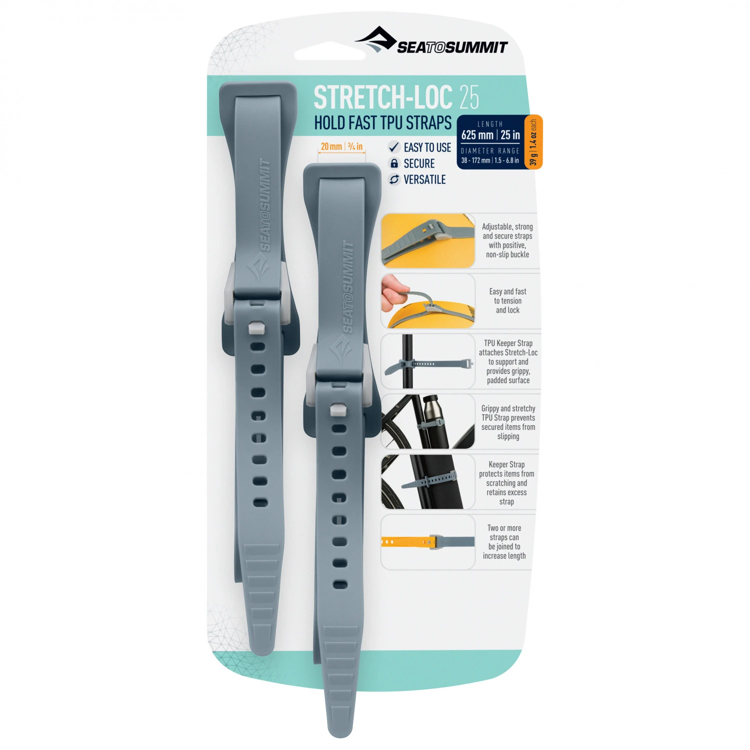 Sea To Summit Stretch-Loc 25 2-Pack - Lashing Strap 4 Sea To Summit Stretch-Loc 25 2-Pack - Lashing Strap - Image 2